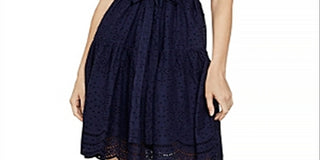Bcbgmaxazria Women's Eyelet Ruffle Mini Dress Blue Size Large
