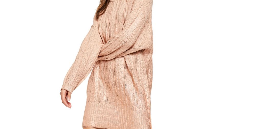 Free People Women's Good as Sweater Dress Gold Size XS