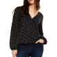 INC International Concepts Women's Metallic Surplice Top Black Size X-Small