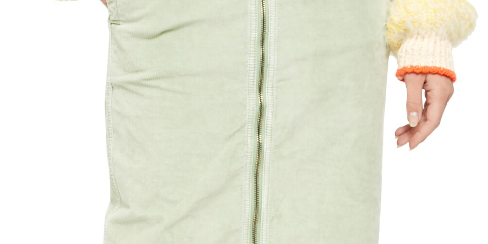 Free People Women's Zippered Knee Length Pencil Skirt Green Size 28