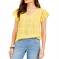 Style & Co Women's Cotton Plaid Flutter Sleeve Top Yellow Size XX-Large