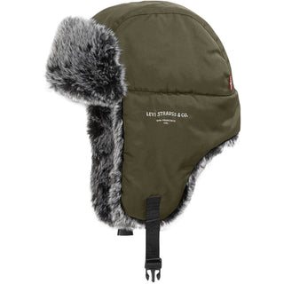 Levi's Men's Nylon Trapper Hat Olive Size -S/M