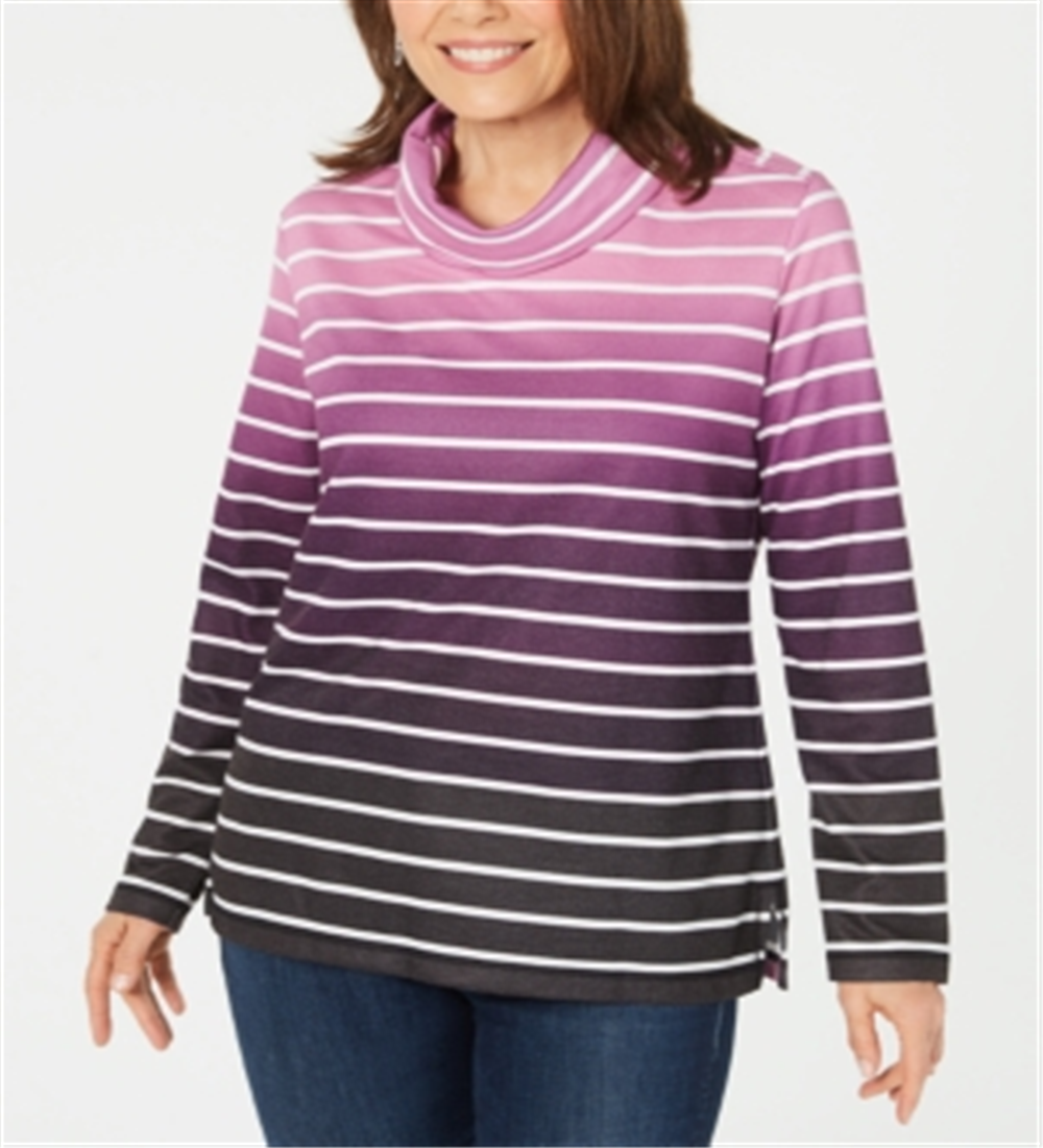Karen Scott Women's Ombre Striped Top Berry Size Petite SM