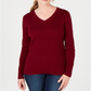 Karen Scott Women's Cotton V Neck Sweater Red Size X-Small