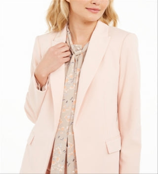 Calvin Klein Women's Peak Lapel Open Front Blazer Pink Size 6