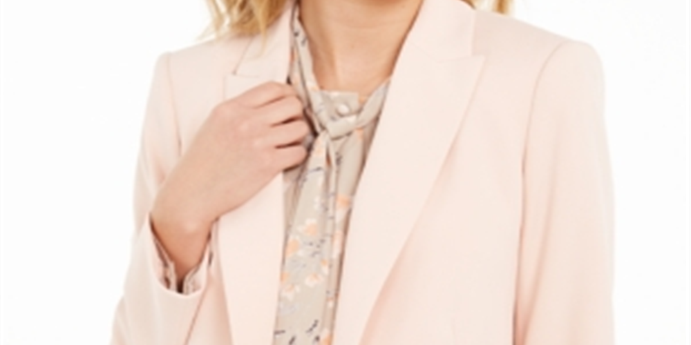 Calvin Klein Women's Peak Lapel Open Front Blazer Pink Size 6