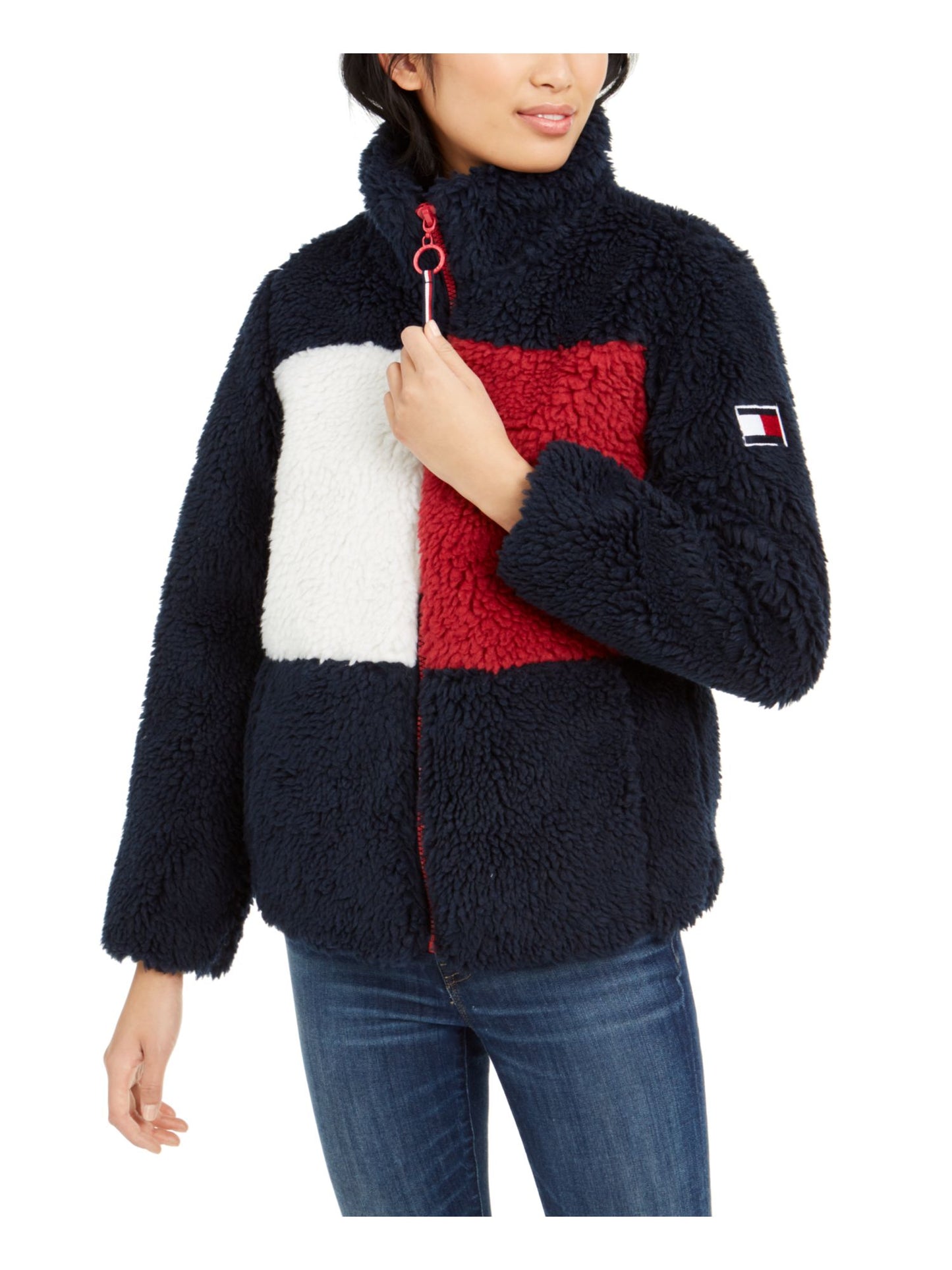 Tommy Hilfiger Women's Sherpa Jacket Blue Size Medium
