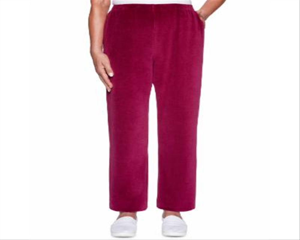 Alfred Dunner Women's Idea Velour Pants Purple Size Petite M