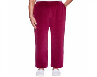 Alfred Dunner Women's Idea Velour Pants Purple Size Petite M