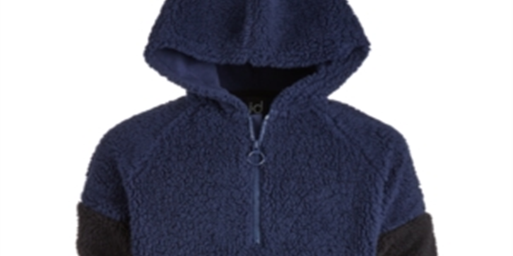 Ideology Big Boy's Faux Fur Hoodie Blue Size X-Large