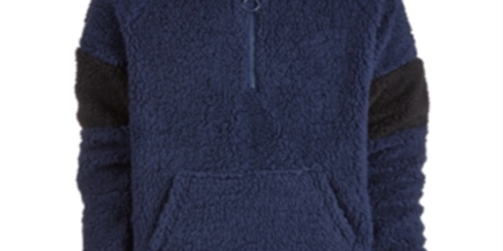 Ideology Big Boy's Faux Fur Hoodie Blue Size X-Large