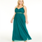 Teeze Me Women's Trendy Plus Rhinestone Trim Gown Green Size 24