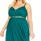 Teeze Me Women's Trendy Plus Rhinestone Trim Gown Green Size 24