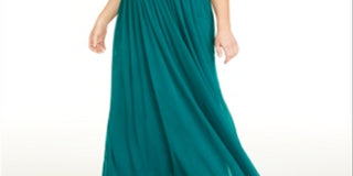 Teeze Me Women's Trendy Plus Rhinestone Trim Gown Green Size 24