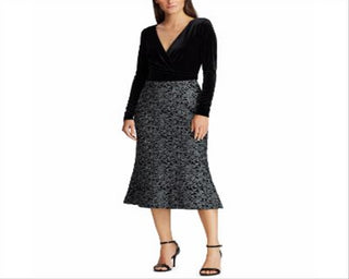 Ralph Lauren Women's Velvet Lace Dress Black Size 18