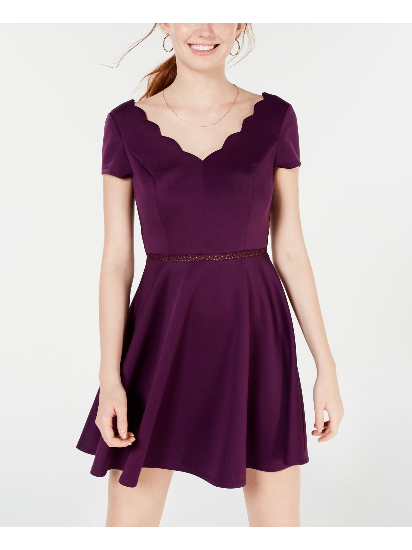 City Studios Women's Short Sleeve Fit Flare Dress Purple Size 13