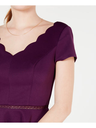 City Studios Women's Short Sleeve Fit Flare Dress Purple Size 13