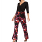 NY Collection Women's Printed Surplice Jumpsuit Black Size Petite Small