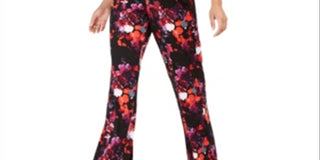 NY Collection Women's Printed Surplice Jumpsuit Black Size Petite Small