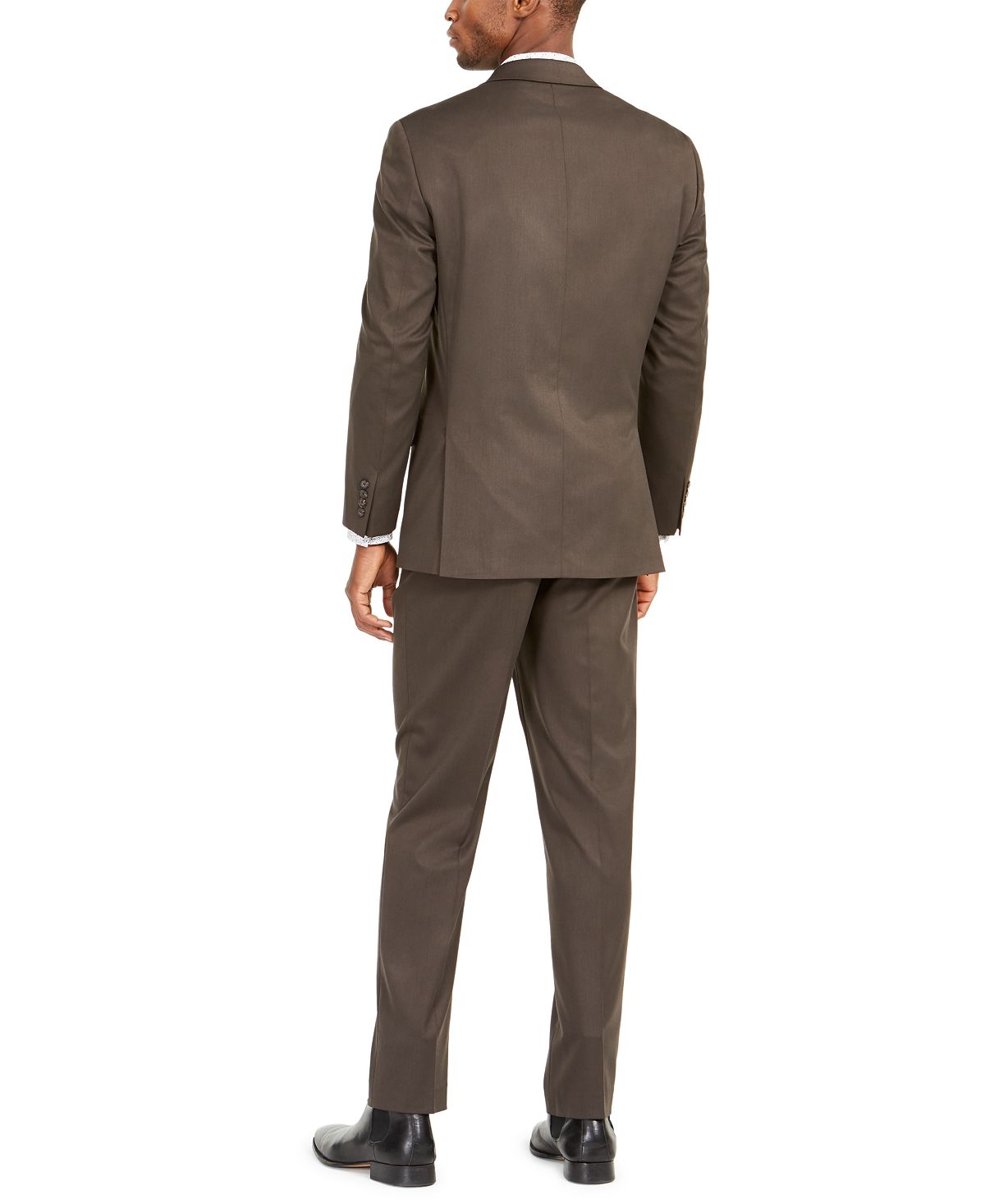 Marc New York Men's Single Breasted Patterned Suit Brown Size 44