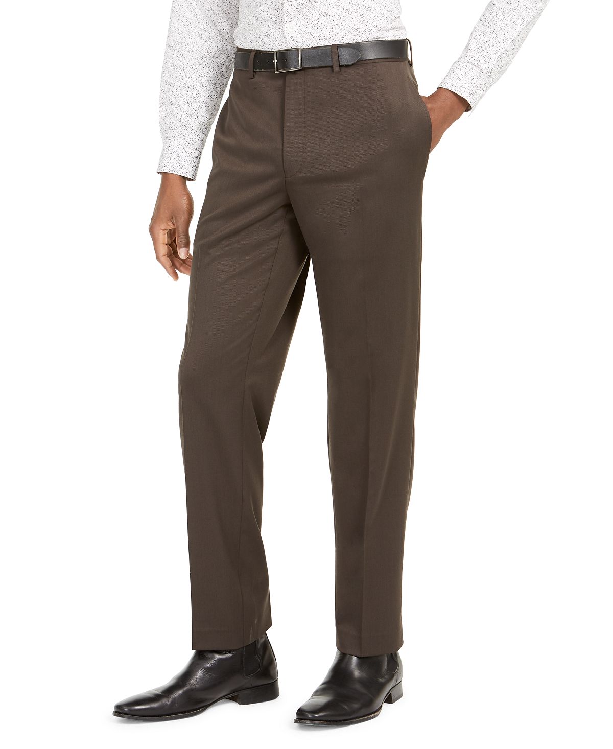 Marc New York Men's Single Breasted Patterned Suit Brown Size 44