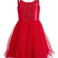 Pink & Violet Big Girl's Sequined Mesh Dress Red Size 8