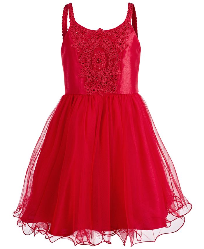 Pink & Violet Big Girl's Sequined Mesh Dress Red Size 8