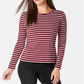 Charter Club Women's Metallic Stripe Top Red Size X-Small