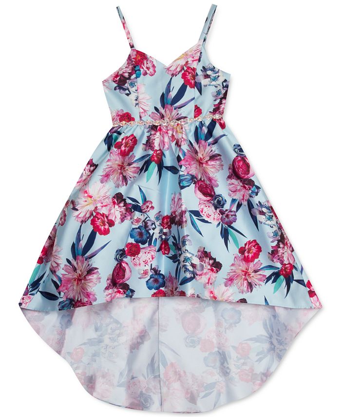 Rare Editions Big Girl's Floral Print High Low Dress Blue Size 7