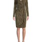 Calvin Klein Women's Embellished Glitter Long Sleeve V Neck Above the Knee Sheath Party Dress Yellow Size 10