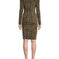 Calvin Klein Women's Embellished Glitter Long Sleeve V Neck Above the Knee Sheath Party Dress Yellow Size 10