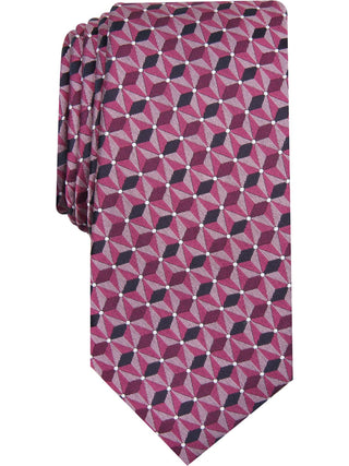Alfani Men's Reynolds Geometric Skinny Silk Neck Tie Pink Size Regular