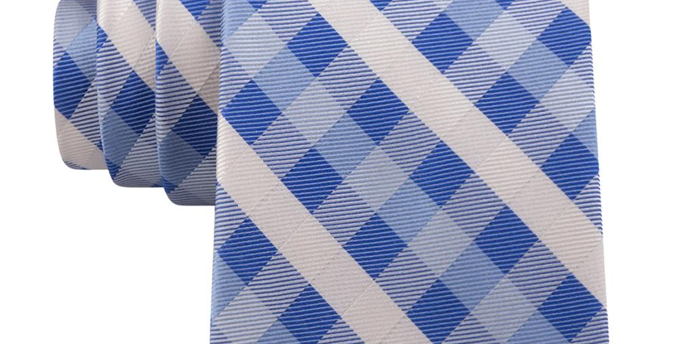 Tommy Hilfiger Men's Vermont Silk Blend Checkered Neck Tie Blue Size Regular