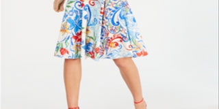 Donna Ricco Women's Printed A Line Dress Blue Size 16