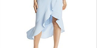 Aqua Women's Ruffled Midi Halter Dress Blue Size 12