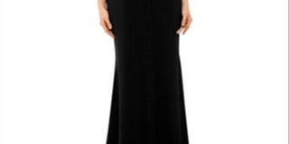 Xscape Womens Spaghetti Strap V Neck Full-Length Sheath Evening Dress Black Size 8