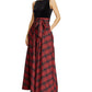 Ralph Lauren Women's Agni Bedford Plaid Mixed Media Formal Dress Black Size 14
