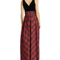 Ralph Lauren Women's Agni Bedford Plaid Mixed Media Formal Dress Black Size 14