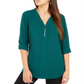 NY Collection Women's Utility Top Green Size Petite Medium