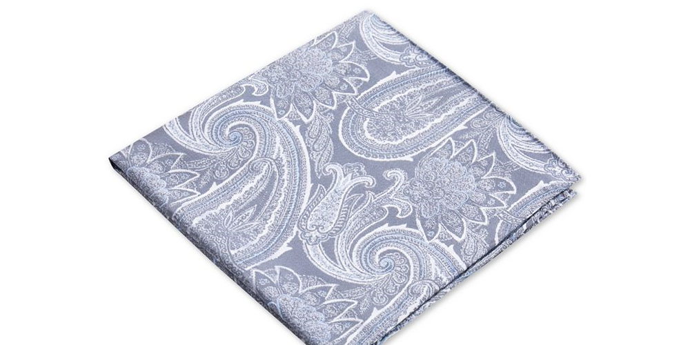 Ryan Seacrest Distinction Men's Wakefield Silk Paisley Pocket Square Gray  Size Regular