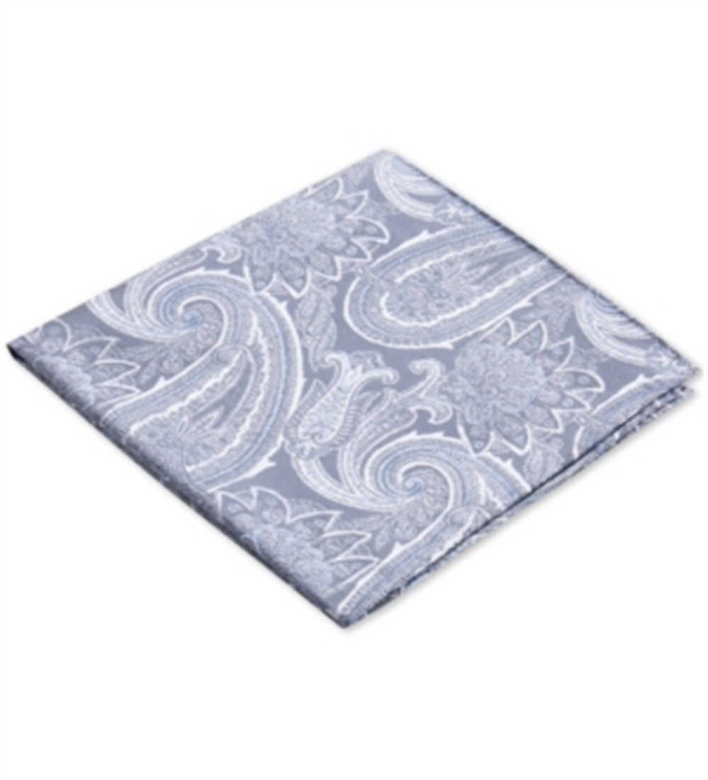 Ryan Seacrest Distinction Men's Wakefield Silk Paisley Pocket Square Gray  Size Regular