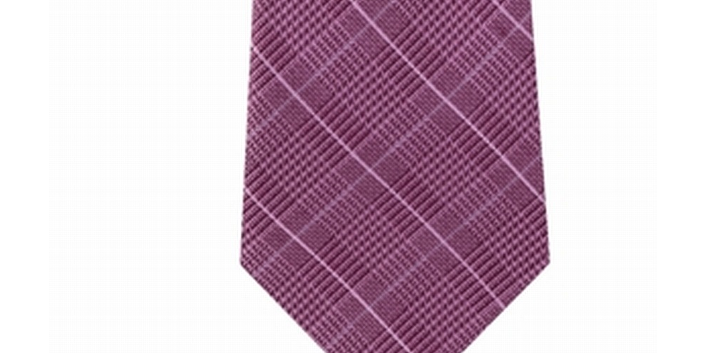 Michael Kors Men's Elijah Check Plaid Skinny Slim Silk Neck Tie Pink One Size