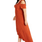 NY Collection Women's Cold Shoulder High Low Maxi Dress Brown Size 3X