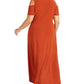 NY Collection Women's Cold Shoulder High Low Maxi Dress Brown Size 3X