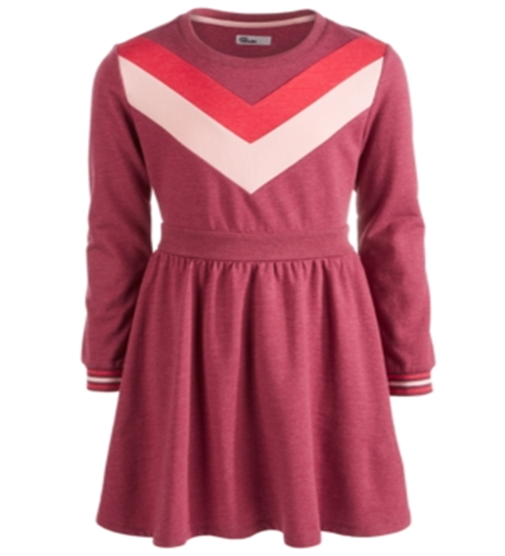 Epic Threads Big Girl's Chevron Sweatshirt Dress Red Size Large