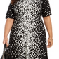 Alfani Women's Dot Print Tie Neck Dress Black Size 12