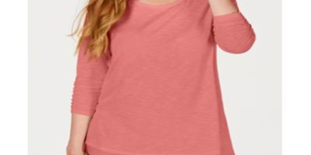 Style & Co Women's Chiffon Hem Top Pink Size Petite S