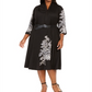 Robbie Bee Women's Long Sleeve MIDI Dress Black Size 3X