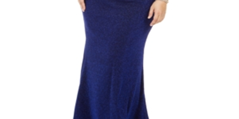 City Studios Women's PlusTwist Front Metallic Formal Dress Blue Size 24W