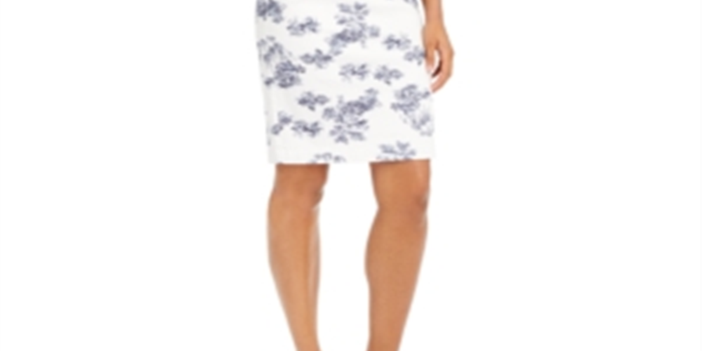 INC International Concepts Women's Printed Denim Dress White Size 16